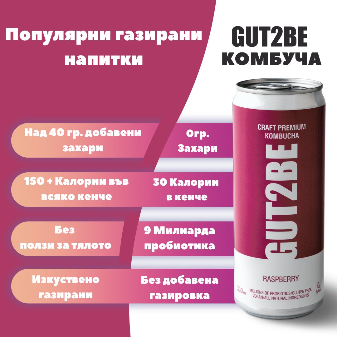 Комбуча Малина 24 кена х 330мл - GUT2BE КомбучаКомбуча Малина 24 кена х 330млКомбучаGUT2BE КомбучаGUT2BE Комбуча